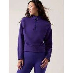 Athleta Altitude Purple Fleece Lined Quarter Zip Cropped Pullover Sweatshirt
Med